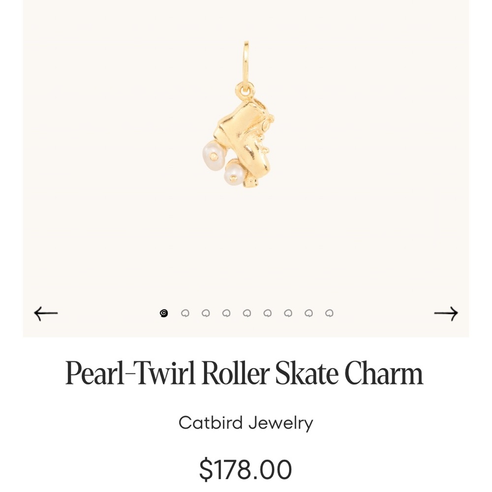 CATBIRD Pearl-Twirl Roller Skate Charm 14k Gold + Pearls